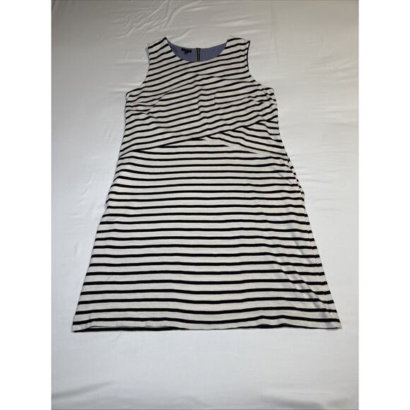 Talbots Dresses & Skirts - Talbots Sleeveless Dress Size Large White Black French Stripes Pockets Resort